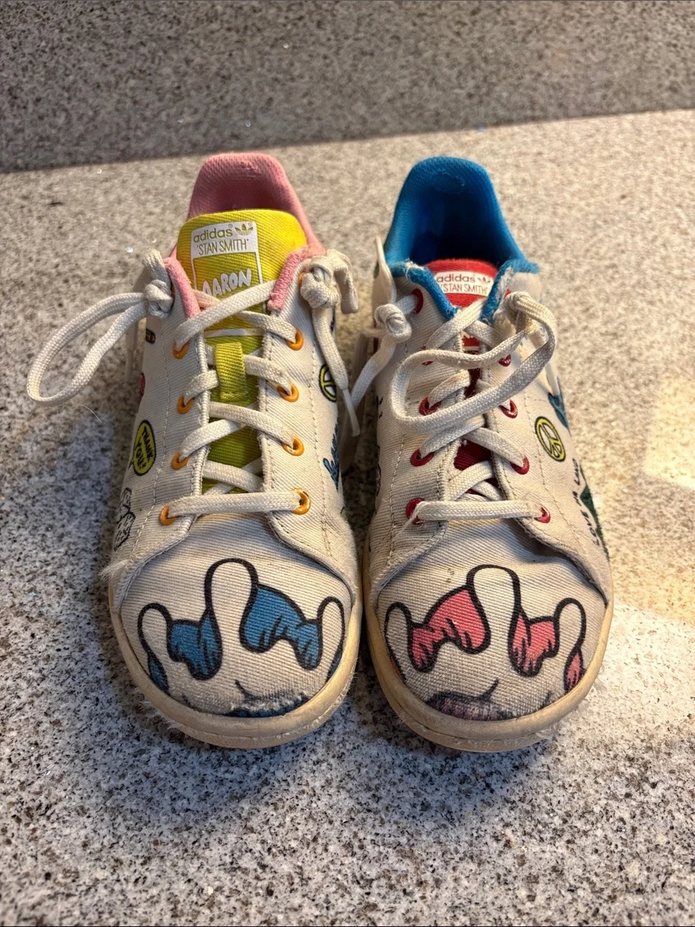 adidas Kids Sneakers with Multicolor Accents - White Canvas